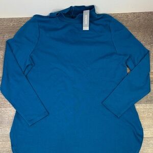 Chico’s NWT Mock Neck Knit Tunic – Aurora Teal | Size 2 (Large)